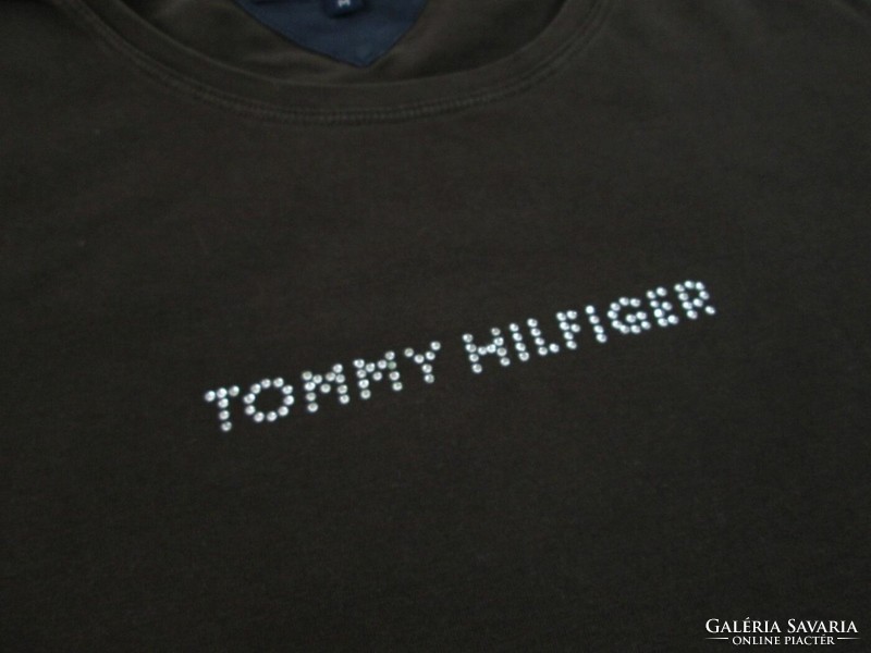 Original tommy hilfiger (m) women's dark brown long sleeve t-shirt elastic top