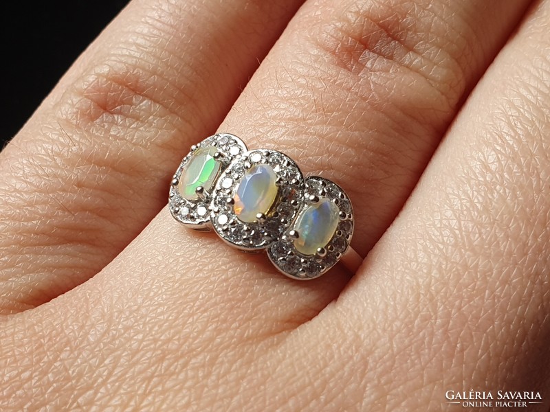 Csodás etióp nemes opál gyűrű, 8as méret
