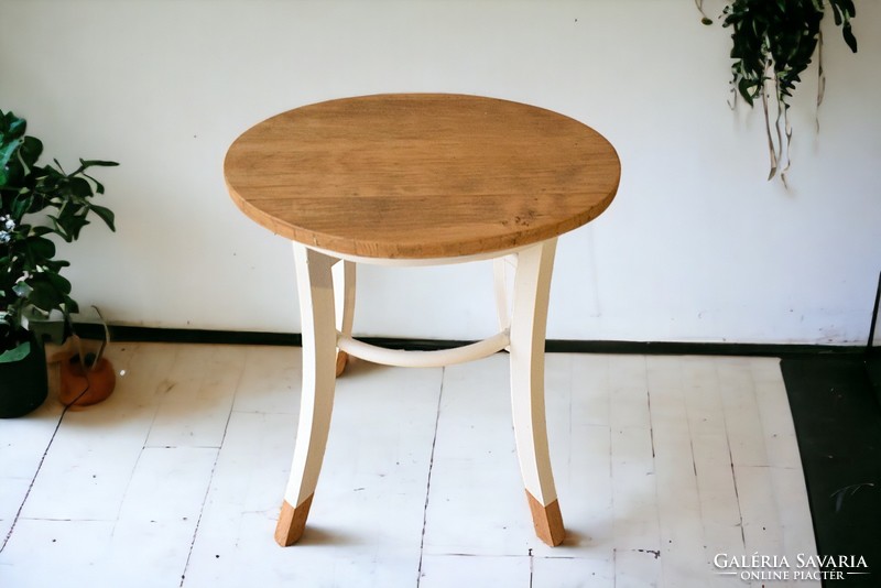 Vintage round white cafe wooden table