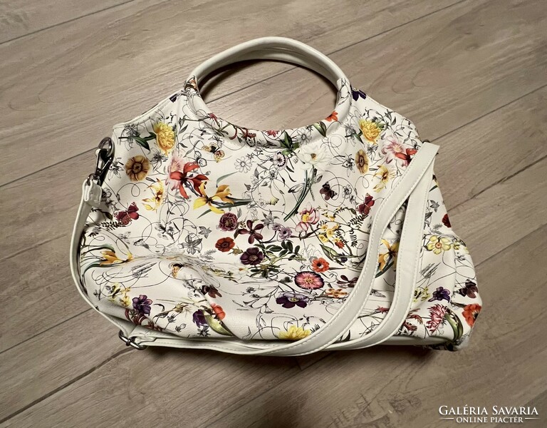 Women's fashion bag, field flower pattern on a white background