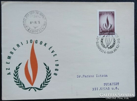 Ff2517 / 1968 year of human rights stamp ran on fdc