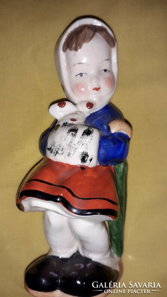 Antik 1943.HUMMEL-GOEBEL formaterv SITZENDORF porcelán Kislány ernyővel figura 14 cm képek szerint
