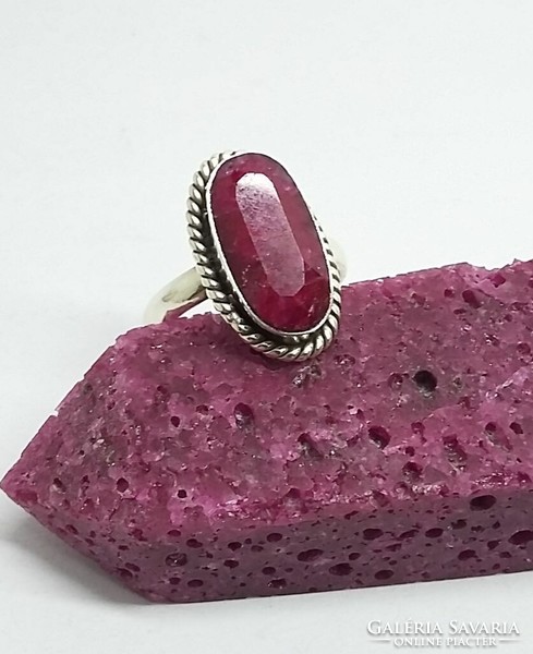 Silver ring with a real ruby stone, size 56