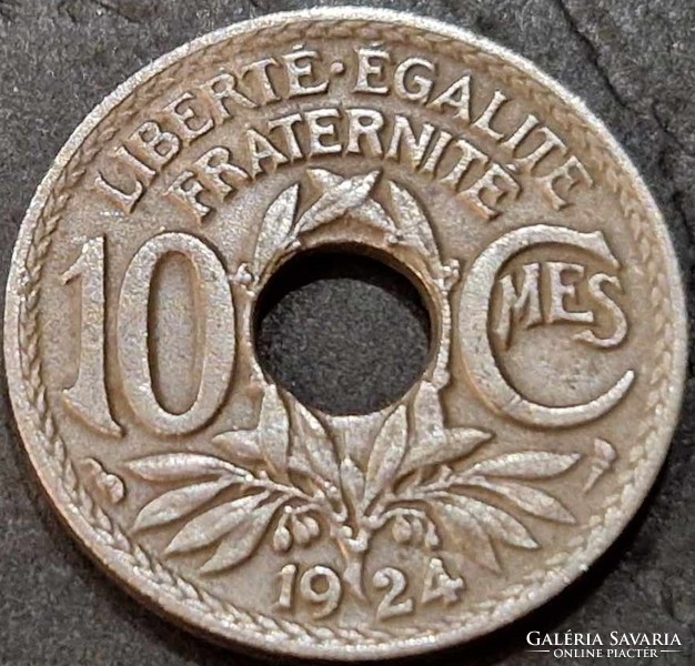 Franciaország 10 centime, 1924, Verdejel: ''Bőségszarú'' - Párizs