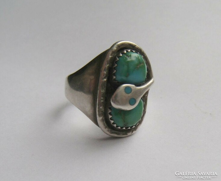 Effie Calavaza, antik ezüst indián kézműves gyűrű, design ékszer, férfi-női