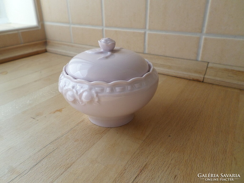 Pastel pink porcelain sugar bowl