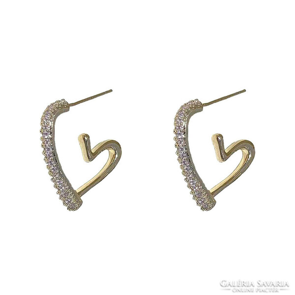 Fül73 - rhinestone heart-shaped drop-in salt earrings with a gift clasp