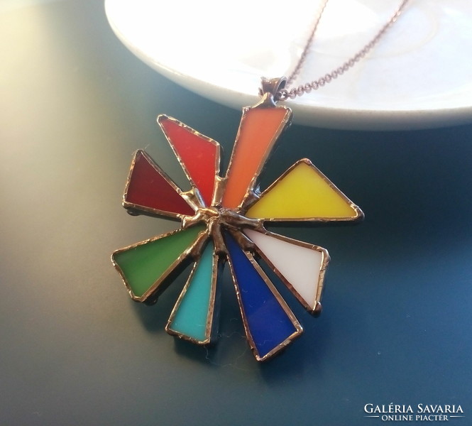 Colored glass pendant made of eight colored glass, Big Bang