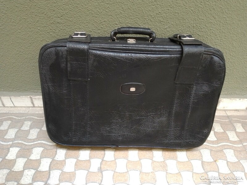 Old retro large black suitcase 65x42x16 cm