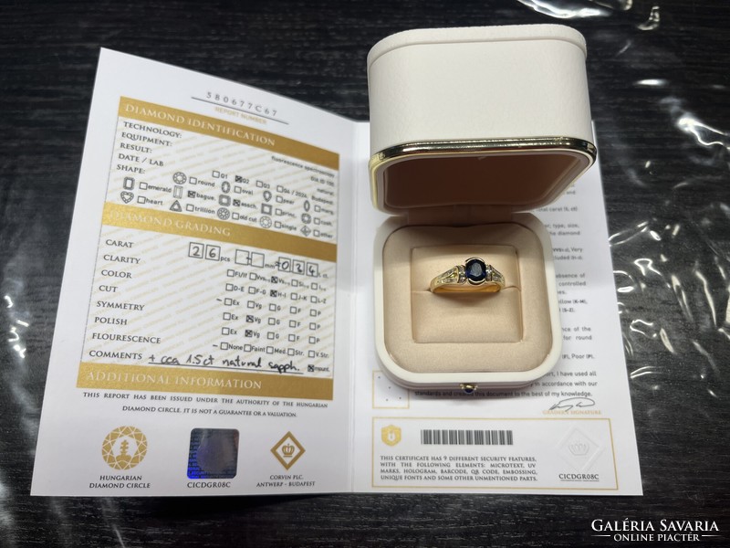 18k aranygyűrű, 0.34ct gyémánttal, Certifikáttal