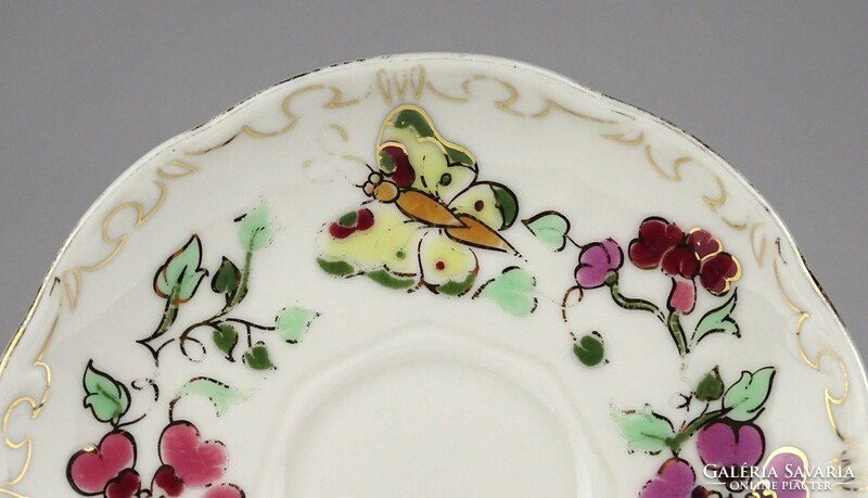 1Q978 butter colored butterfly Zsolnay porcelain coffee set