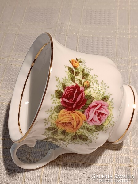 Pink roses- English porcelain coffee mocha cup pink