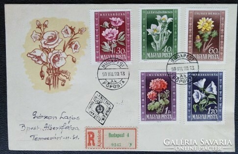 Ff1168-72 / 1950 flower i. Stamp line ran on fdc with reverse arrival stamp