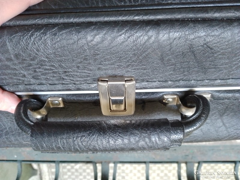 Old retro large black suitcase 65x42x16 cm