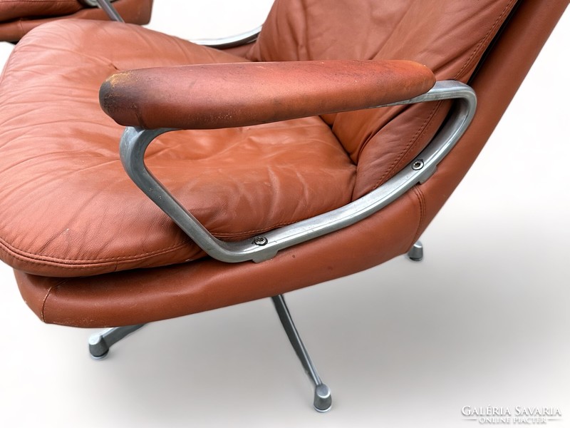 André Vandenbeuck GENTILINA design bőr forgófotel svájci relax fotel vintage retro Switzerland 1960s