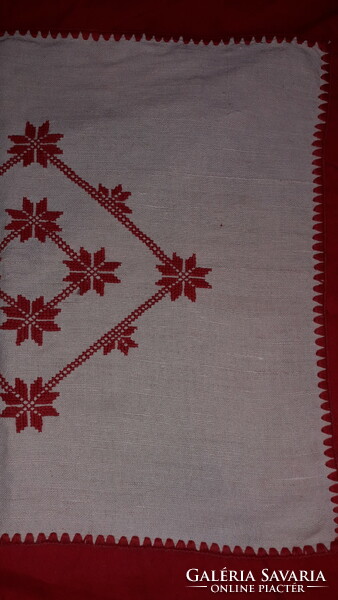 Gyönyörű antik hópihés hókristálymintás téglalap hímzett szőtt 34 x 39 cm a képek szerint