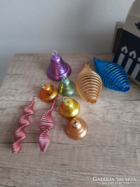 Retro metal spiral Christmas tree ornaments and bells 9 pcs
