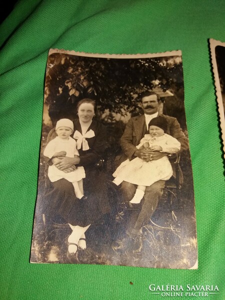 Antique photo and postcards made from it, parents with their children, 2 pieces in one, according to the pictures