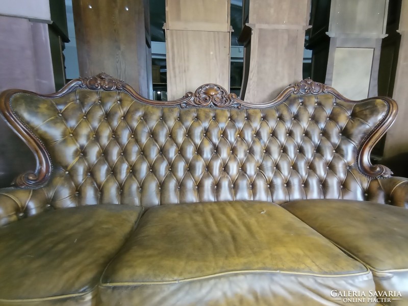 Barokk bőr chesterfield kanapé