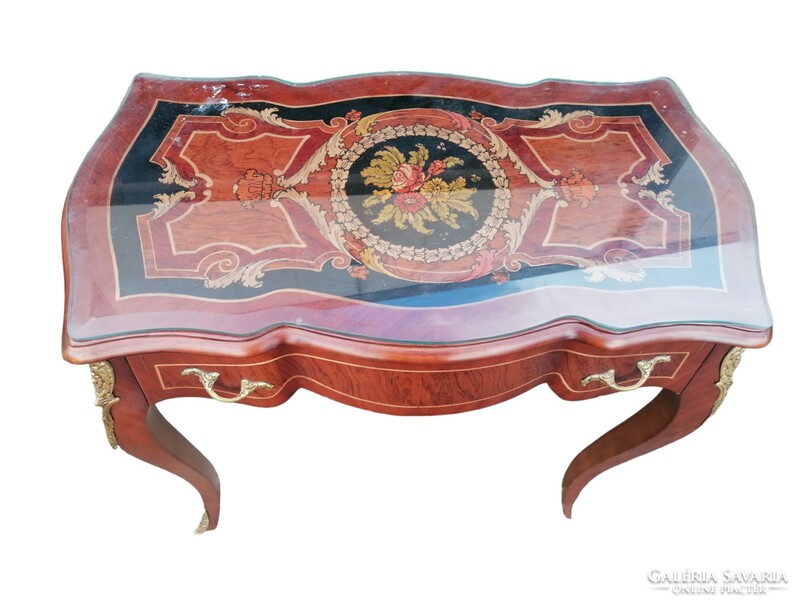 Barokk intarziás,rézdíszítéses asztal,konzolasztal