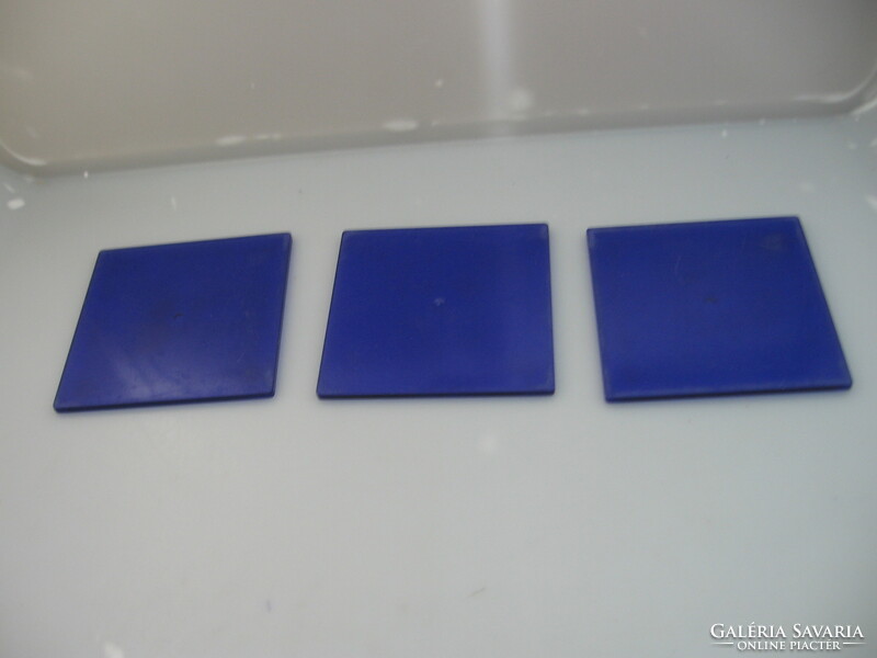 3 blue plexiglass coasters