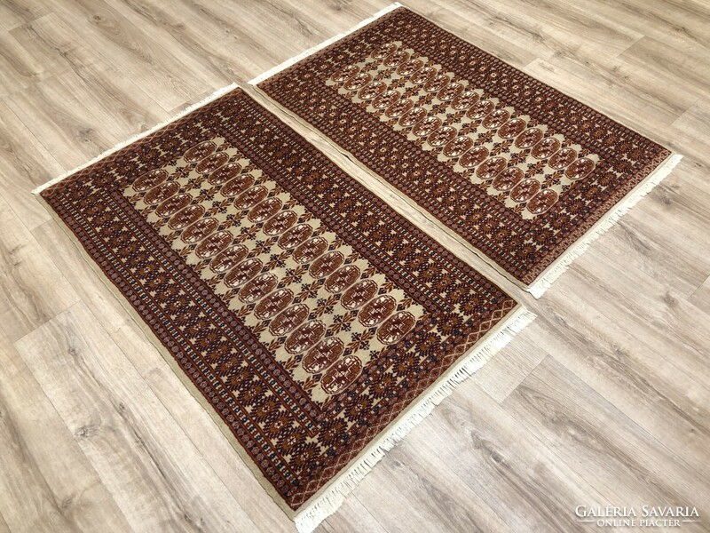 BOKHARA - 2 db PAKISZTÁNI kézi csomózású gyapjú PERZSA szőnyeg, 80 x 137 cm