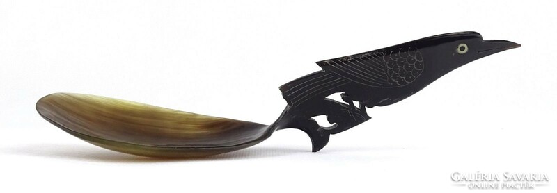 1R057 horn carved bird decorative spoon 7 x 21 cm