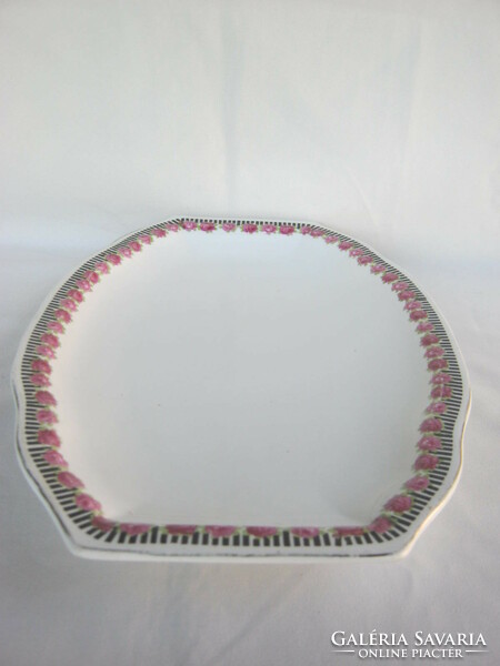 Rózsás díszítéssel porcelán tál asztalközép kínáló nagy méretű 38 cm