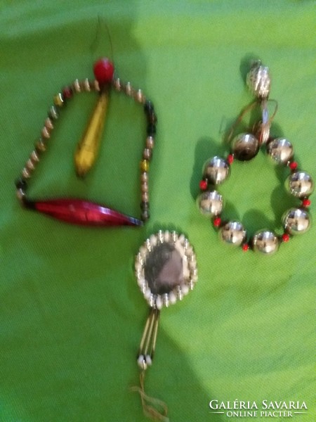 Antique Christmas tree ornaments, 3 different glass beaded appendages, in good condition as shown in the pictures