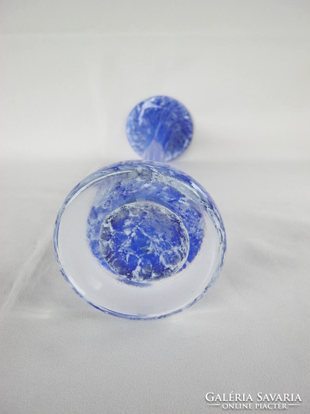 Slim blue glass vase 30 cm