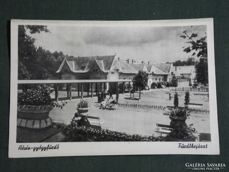 Postcard, hot water, spa entrance detail, 1950