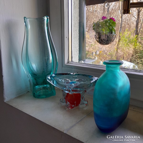 Türkiz szálváza üveg váza  - Art&Decoration