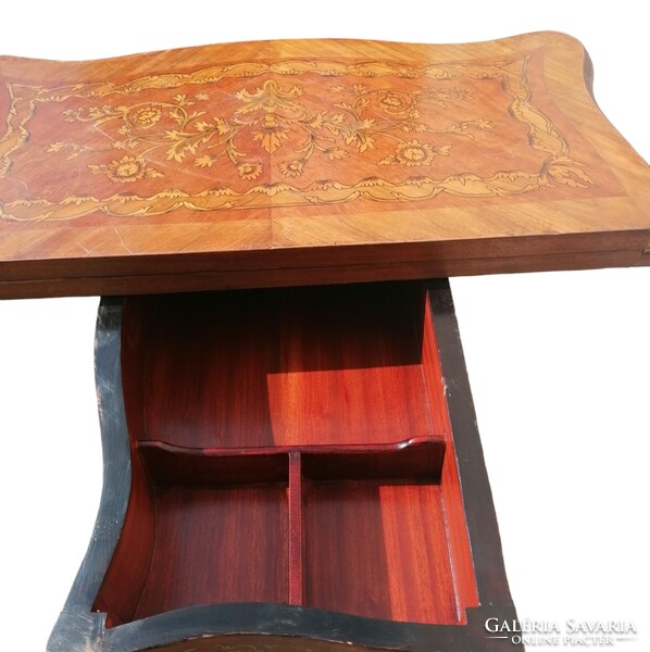 Baroque marquetry console table-chess table