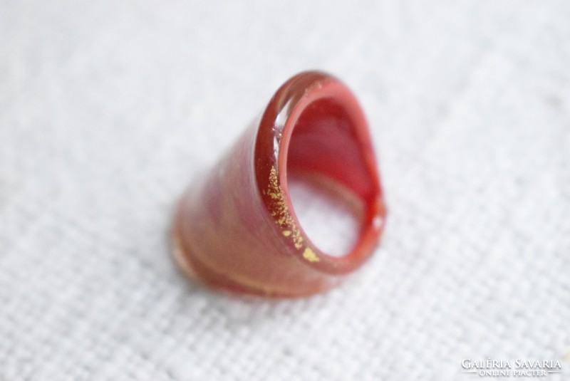 Gyűrű , muranoi üveg , üvegműves termék , 3,2 x 2,5 cm , belső átmérő 1,7 cm