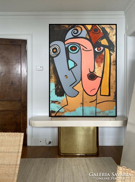 Contemporary Hungarian painter forray nory art deco robot 50x70 cm acrylic canvas original painting