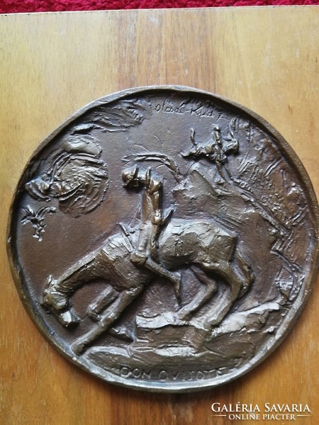 Zoltán Olcsai-kiss: Don Quixote bronze wall plaque with gallery number