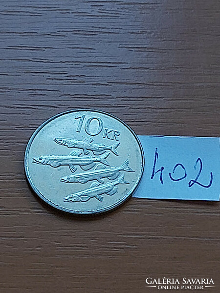 Iceland 10 kroner 2008 steel with nickel plating, hooded fish 402
