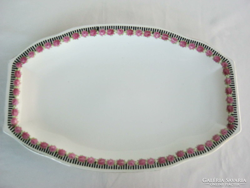 Rózsás díszítéssel porcelán tál asztalközép kínáló nagy méretű 38 cm