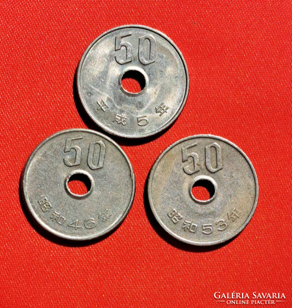 3 Pieces of Japanese 50 yen (1783)