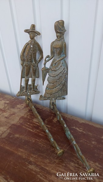 XIX. Lady and gentleman in century costume, copper wall hanger, larger size