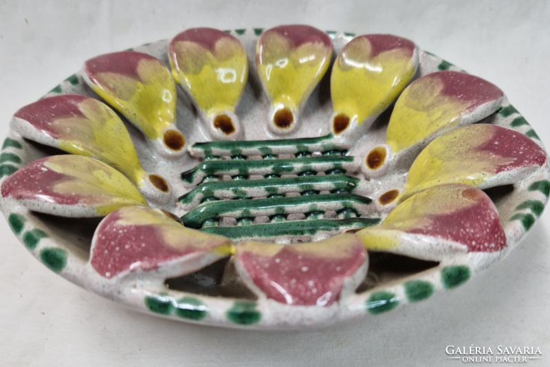 Glazed ceramic wall decoration or bowl with a special color and shape, in perfect condition, 17.5 cm.