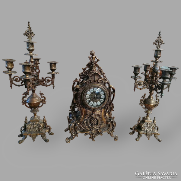 Baroque putto copper fireplace clock - 1002