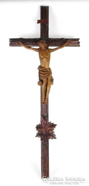 1Q181 large wooden crucifix with carved Jesus 77.5 Cm