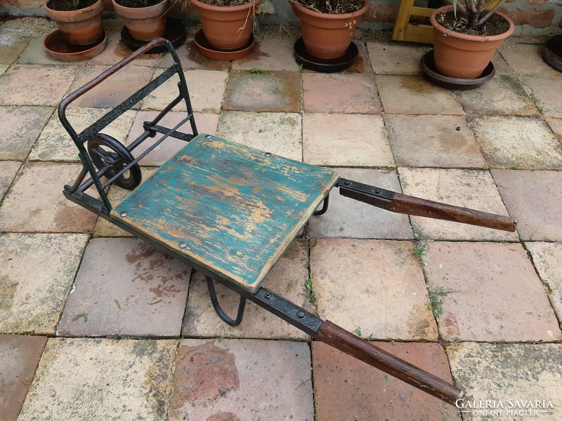 Garden decoration small wheelbarrow with flower holder