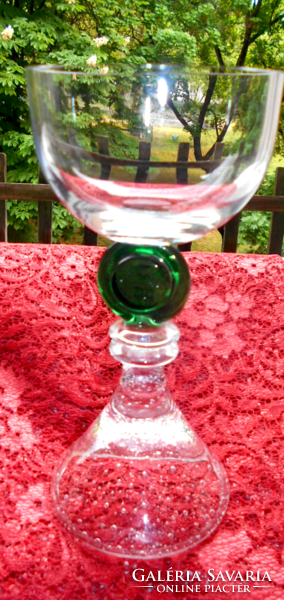 Cup shape--bottom part bubble glass goblet, beautiful craftsmanship. 19.5 Cm