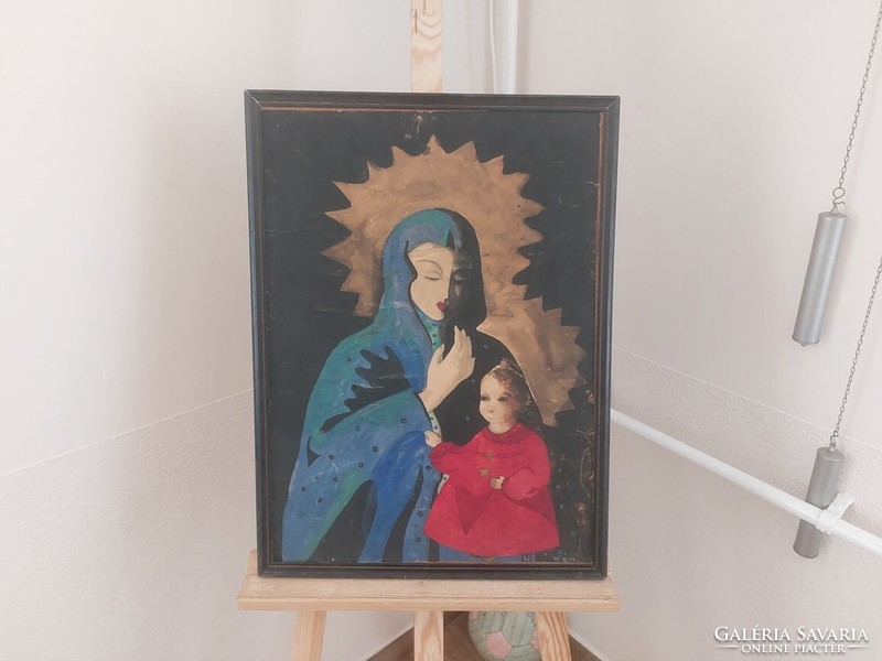 (K) old signed painting of a saint with a frame 47x65 cm