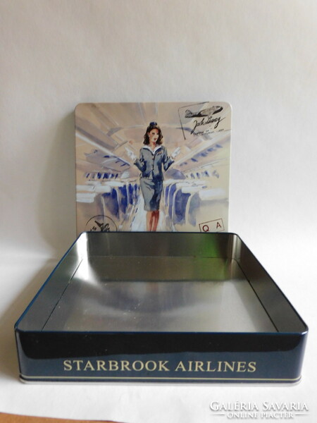 Starbrook airlines metal box with watercolor by jaak de koninck 21x21x4.5 Cm