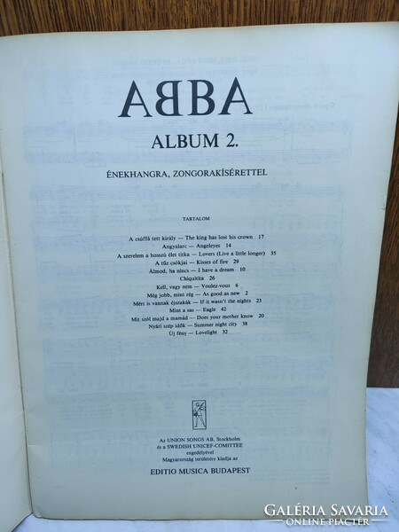 Abba album 2. Sheet music booklet with Hungarian-English text