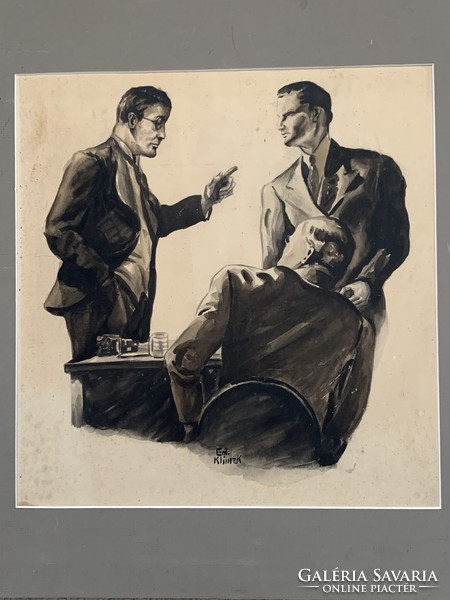 Ed Klimek: gentlemen on watercolor paper 1920-1930 usa, art deco period
