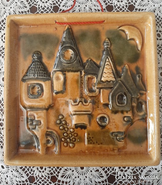 Retro ceramic picture with very nice colors 22 cm x 22 cm